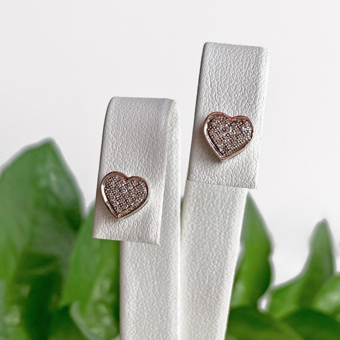 Sky Jewelry Золотые серьги с бриллиантами   Сердце