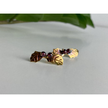 Sky Jewelry Серебряные серьги в позолоте  с агатом  Листва