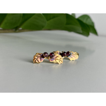 Sky Jewelry Серебряные серьги в позолоте  с агатом  Листва