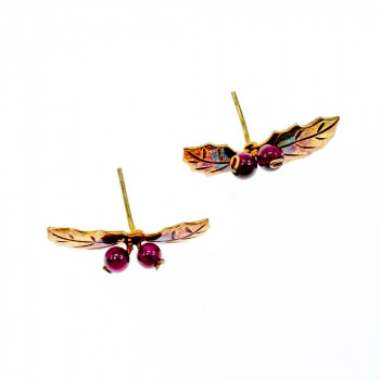 Sky Jewelry Серебряные серьги в позолоте  с агатом  Листва