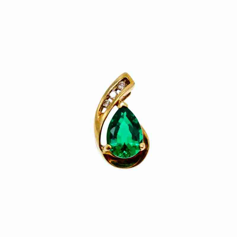 Sky Jewelry Золотой кулон с изумрудом и сапфирами  Желание