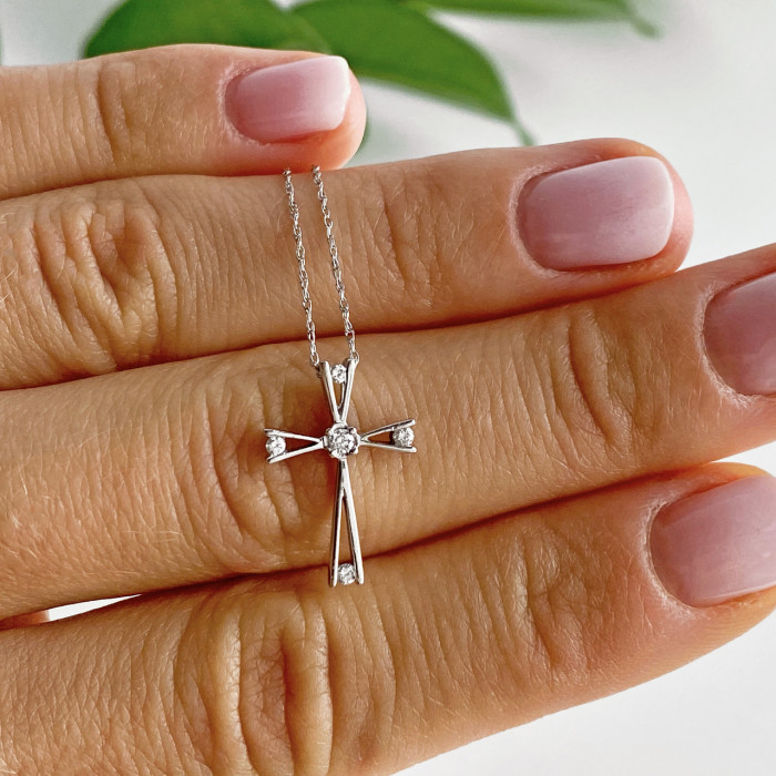 Sky Jewelry Золотая цепочка с крестиком бриллианты