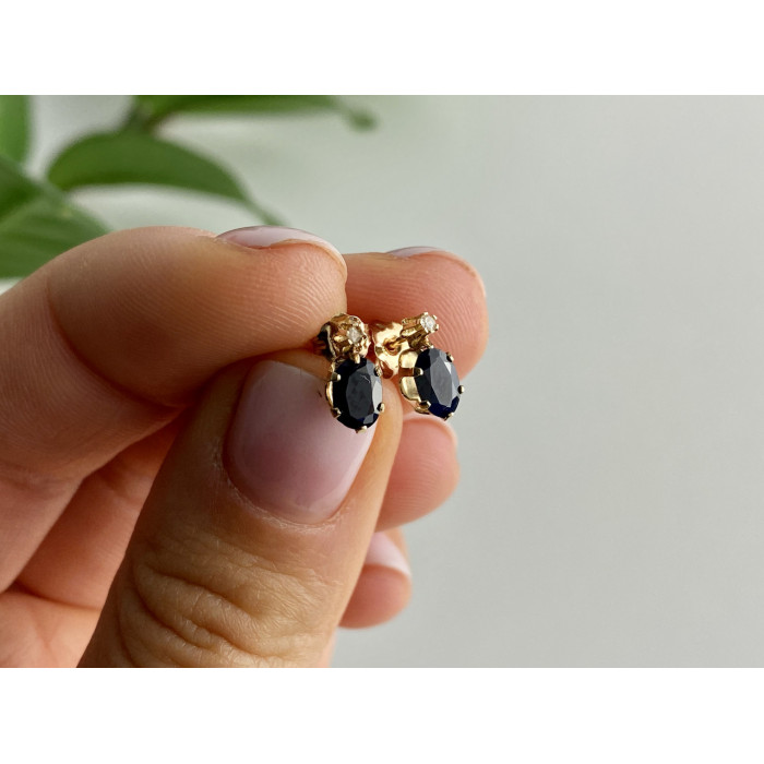 Sky Jewelry Золотые серьги с альмандином и бриллиантом