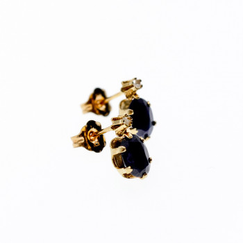 Sky Jewelry Золотые серьги с альмандином и бриллиантом