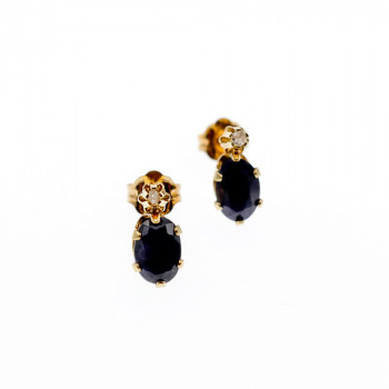 Sky Jewelry Золотые серьги с альмандином и бриллиантом