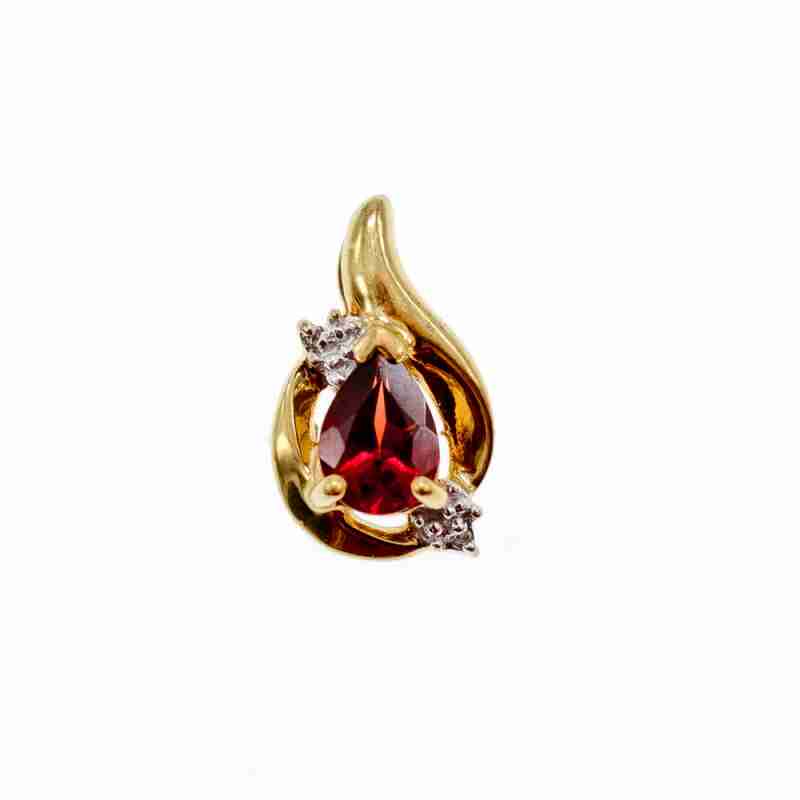 Sky Jewelry Золотой кулон с гранатом и бриллиантами