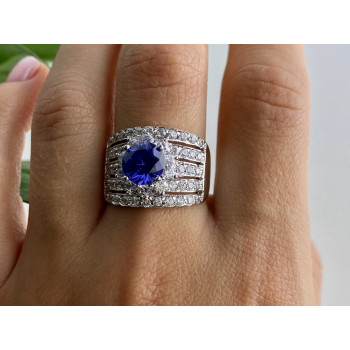 Sky Jewelry Серебряное кольцо с фианитами  Королева