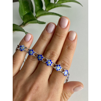 Sky Jewelry Серебряный браслет с эмалью Цветы