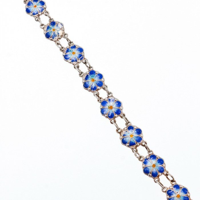 Sky Jewelry Серебряный браслет с эмалью Цветы