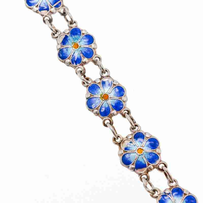 Sky Jewelry Серебряный браслет с эмалью Цветы