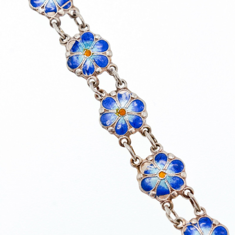 Sky Jewelry Серебряный браслет с эмалью Цветы