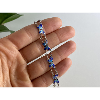 Sky Jewelry Серебряный браслет с эмалью Бабочки
