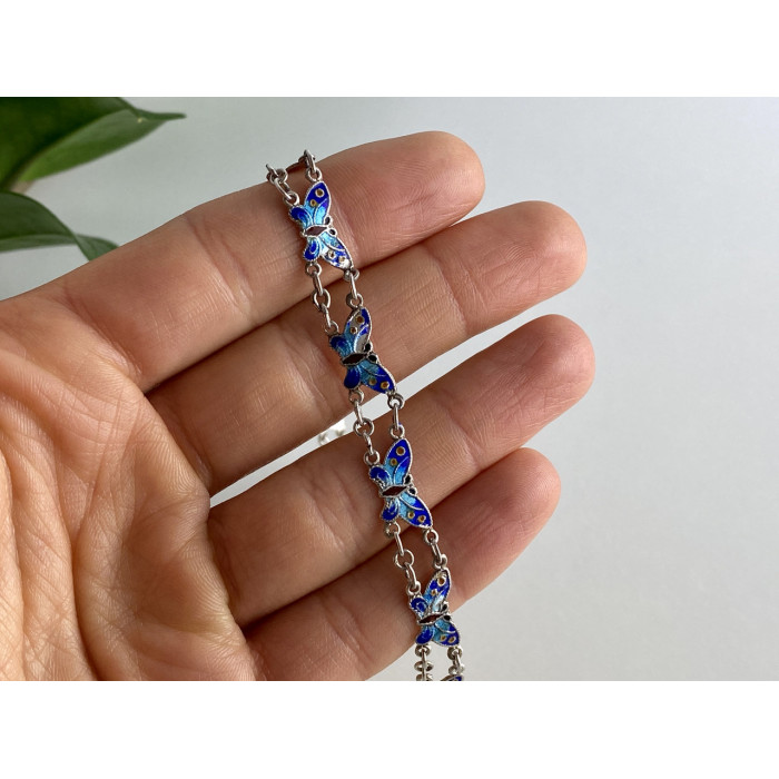 Sky Jewelry Серебряный браслет с эмалью Бабочки