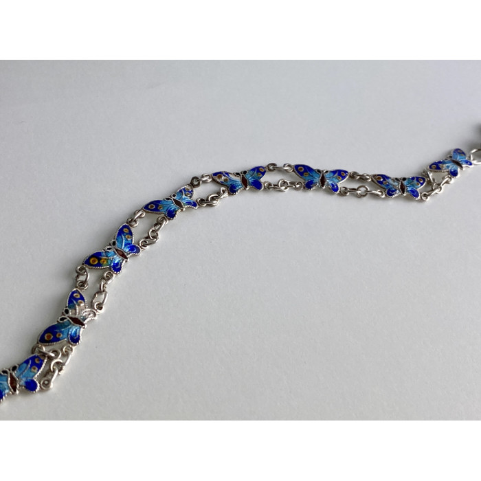 Sky Jewelry Серебряный браслет с эмалью Бабочки