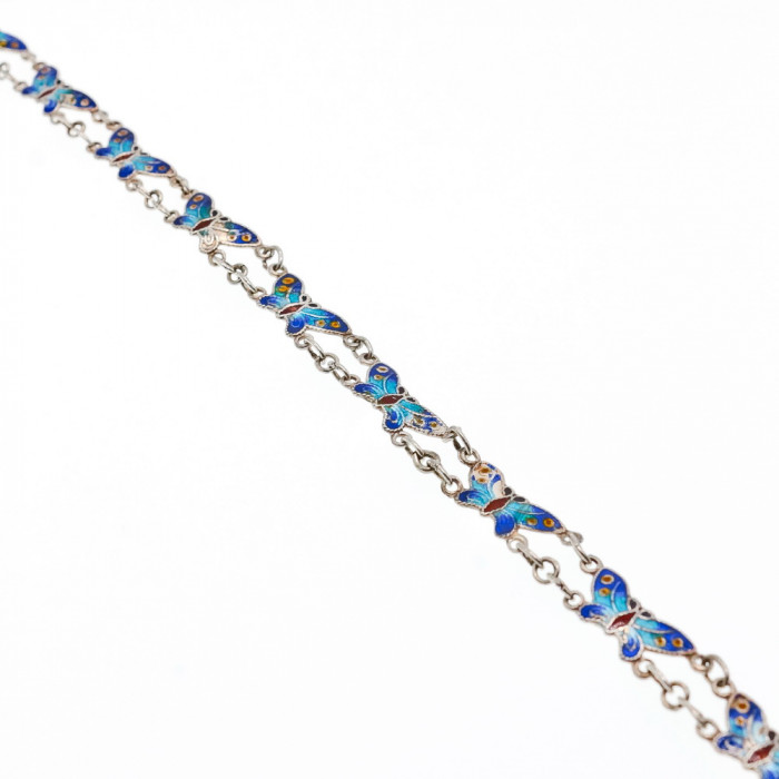 Sky Jewelry Серебряный браслет с эмалью Бабочки