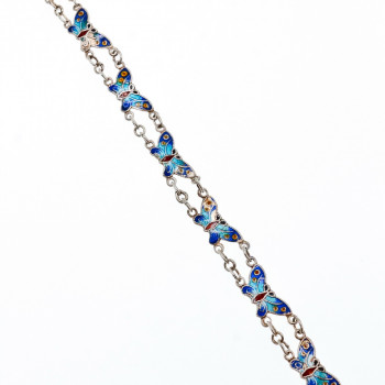 Sky Jewelry Серебряный браслет с эмалью Бабочки
