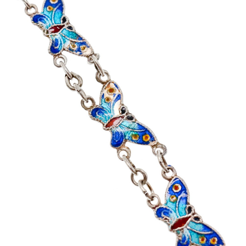 Sky Jewelry Серебряный браслет с эмалью Бабочки