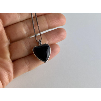 Sky Jewelry Серебряное цепочка с кулоном камни нефрит и перламутр  Сердце