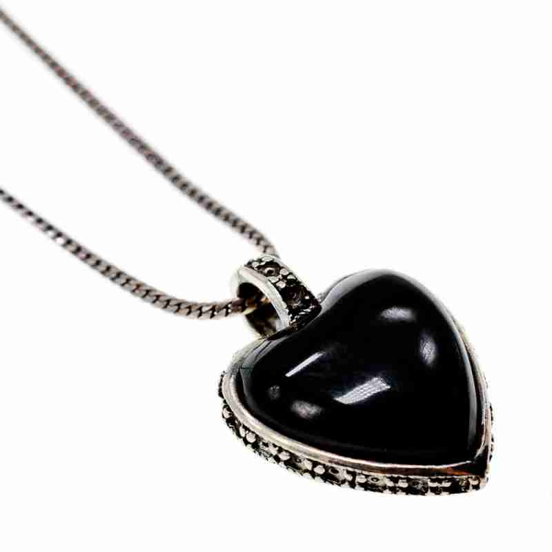 Sky Jewelry Серебряное цепочка с кулоном камни нефрит и перламутр  Сердце