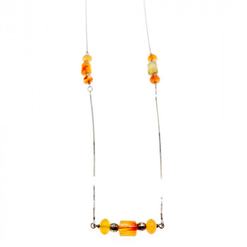 Sky Jewelry Серебряное ожерелье с янтарем Мечта