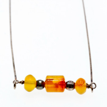 Sky Jewelry Серебряное ожерелье с янтарем Мечта