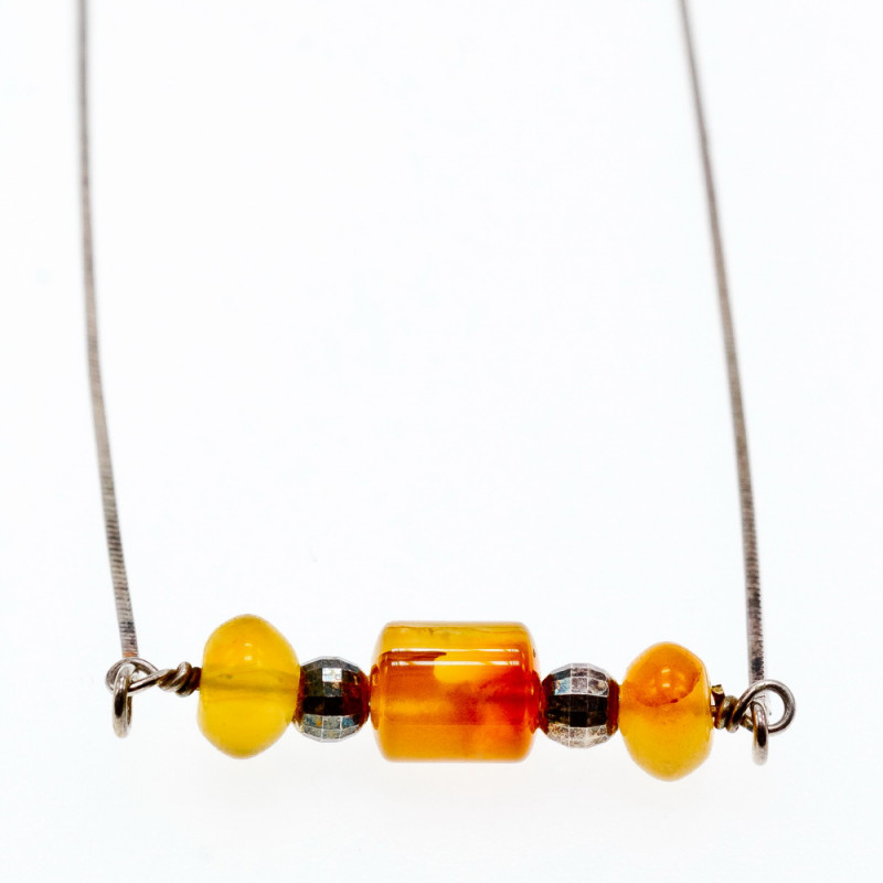 Sky Jewelry Серебряное ожерелье с янтарем Мечта