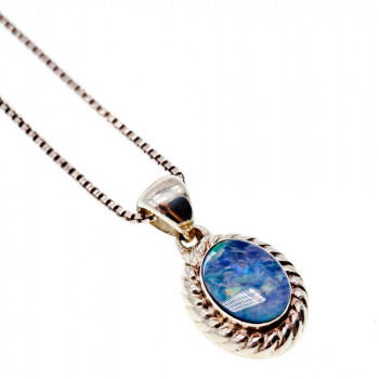 Sky Jewelry Серебряная цепочка с кулоном опал  Сияние