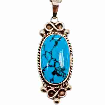 Sky Jewelry Серебряная цепочка с кулоном голубой агат Винтаж