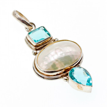 Sky Jewelry Серебряный кулон с перламутром и топазом  Экстравагантность