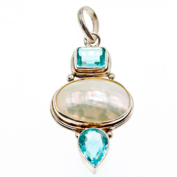 Sky Jewelry Серебряный кулон с перламутром и топазом  Экстравагантность