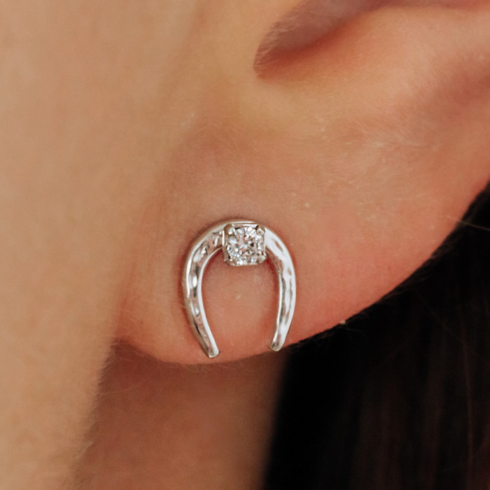 Sky Jewelry Золотые серьги с бриллиантами  Подкова