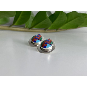 Sky Jewelry Серебряные серьги со вставками из агата  Винтаж