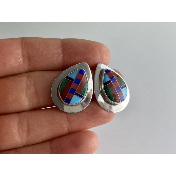 Sky Jewelry Серебряные серьги со вставками из агата  Винтаж