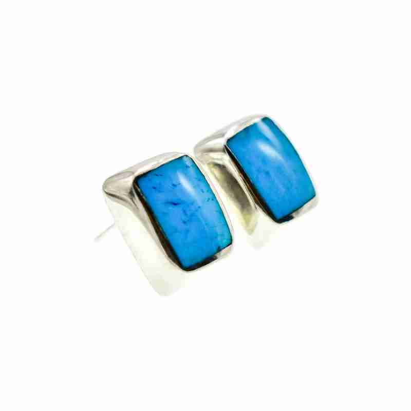 Sky Jewelry Серебряные серьги с бирюзой Классика