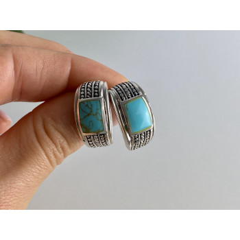 Sky Jewelry Серебряные серьги с бирюзой Винтаж