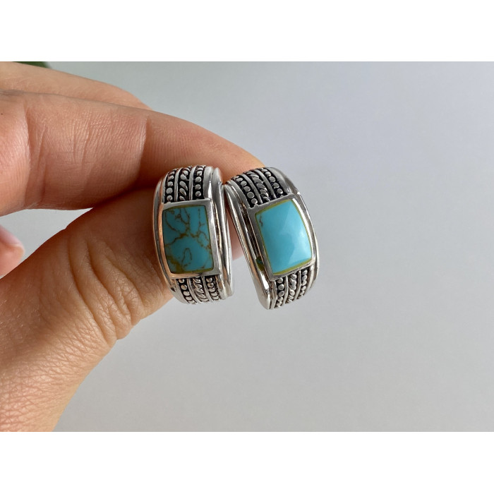 Sky Jewelry Серебряные серьги с бирюзой Винтаж