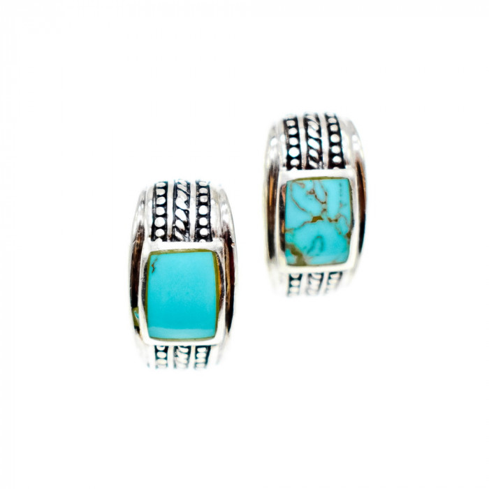 Sky Jewelry Серебряные серьги с бирюзой Винтаж