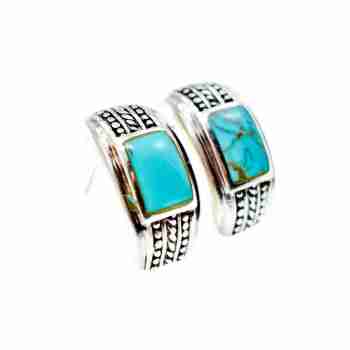 Sky Jewelry Серебряные серьги с бирюзой Винтаж