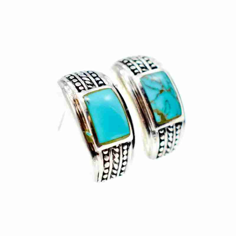 Sky Jewelry Серебряные серьги с бирюзой Винтаж