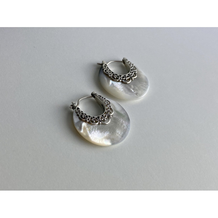 Sky Jewelry Серебряные серьги с перламутром  Винтаж