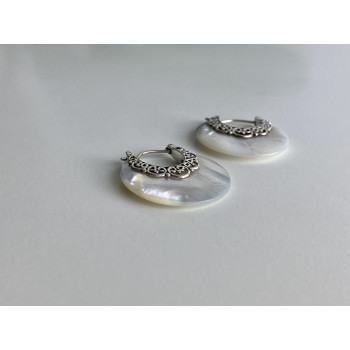 Sky Jewelry Серебряные серьги с перламутром  Винтаж