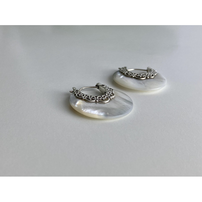 Sky Jewelry Серебряные серьги с перламутром  Винтаж