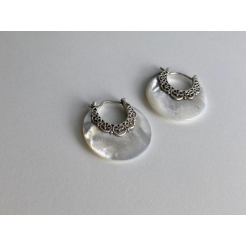 Sky Jewelry Серебряные серьги с перламутром  Винтаж