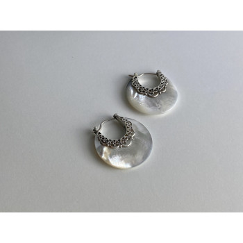 Sky Jewelry Серебряные серьги с перламутром  Винтаж