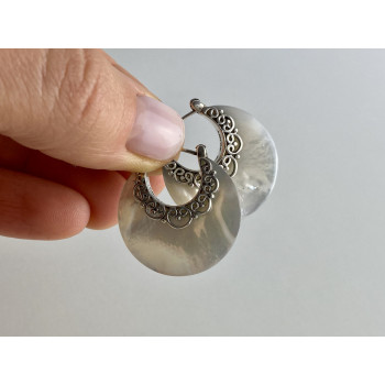 Sky Jewelry Серебряные серьги с перламутром  Винтаж