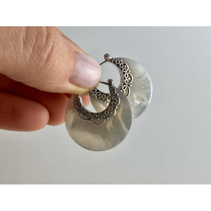 Sky Jewelry Серебряные серьги с перламутром  Винтаж