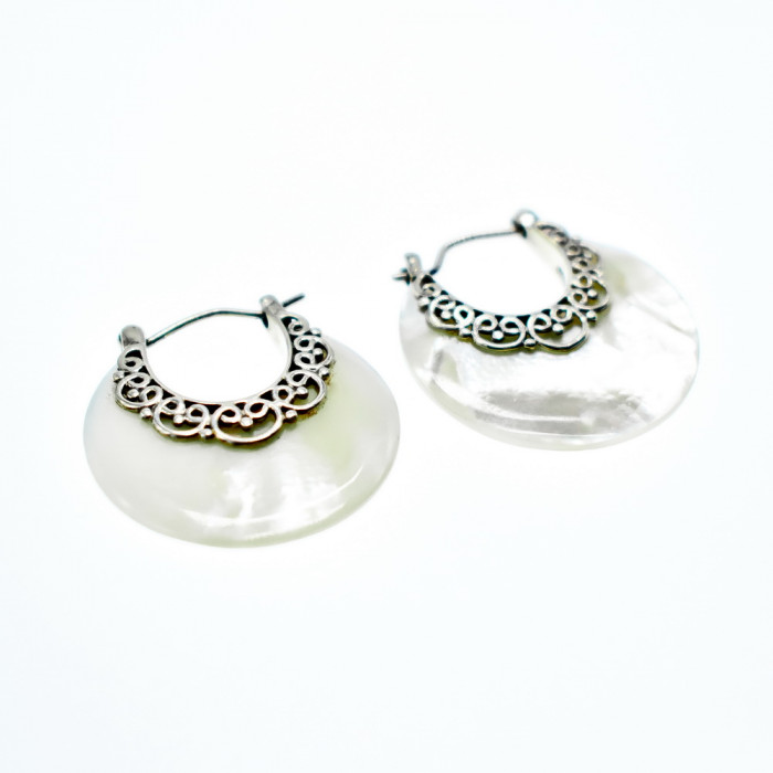 Sky Jewelry Серебряные серьги с перламутром  Винтаж