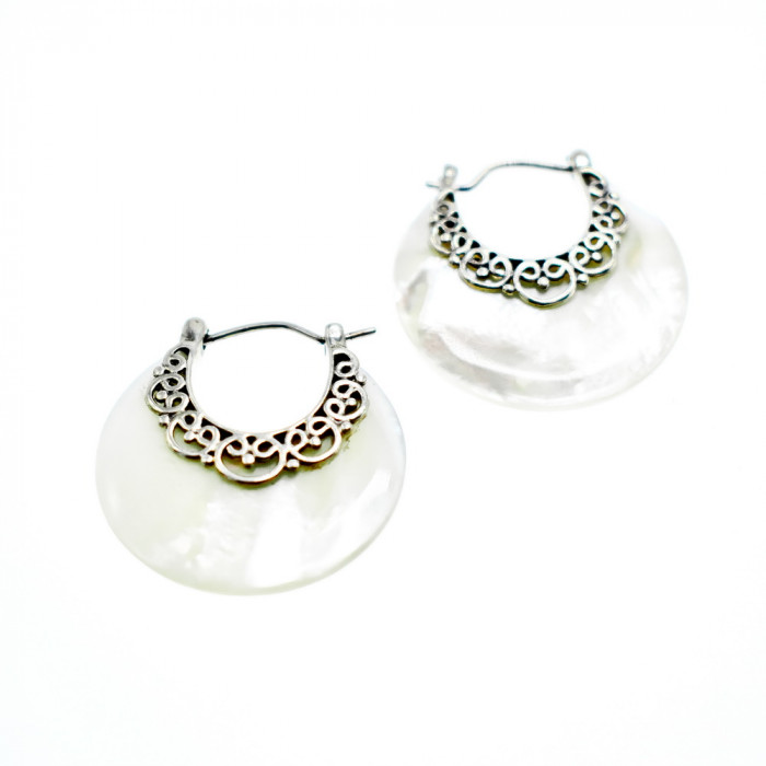 Sky Jewelry Серебряные серьги с перламутром  Винтаж