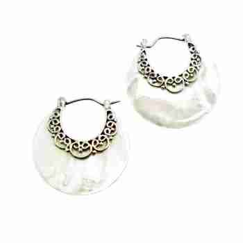 Sky Jewelry Серебряные серьги с перламутром  Винтаж