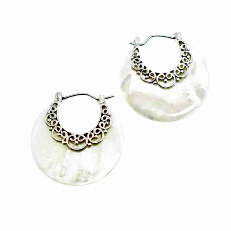 Sky Jewelry Серебряные серьги с перламутром  Винтаж